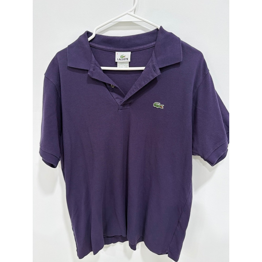 Lacoste Mens Purple Cotton Pique Short Sleeve Polo Shirt Size 4 Medium L1212